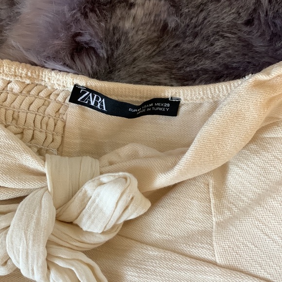 NEW ZARA crop top with tie in the front cream colored Small - Picture 2 of 4